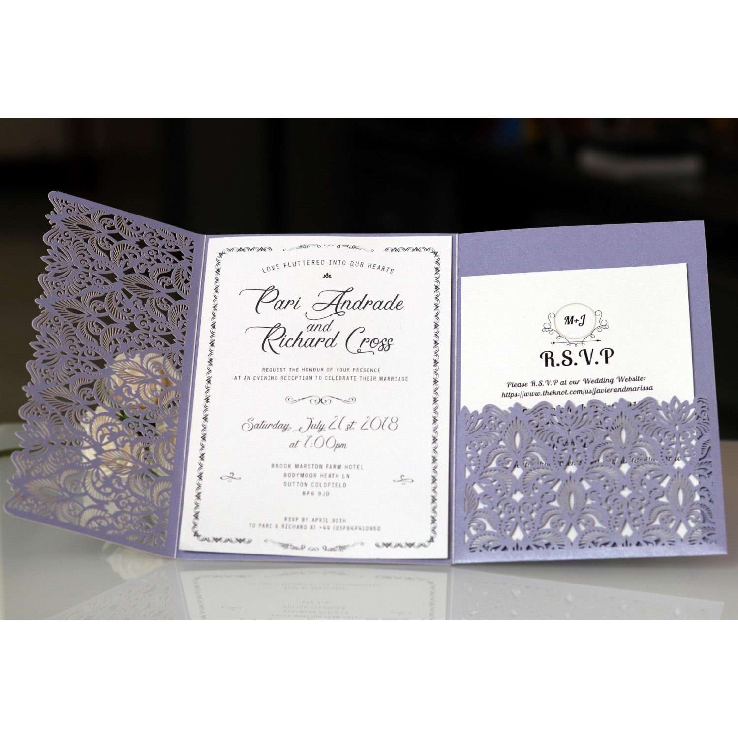 Business Invitation Card Wedding Supplies Laser Cut Invitation Dark Red
